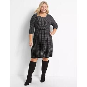 Lane Bryant Fit & Flare Sweater Dress Charcoal Size 14/16